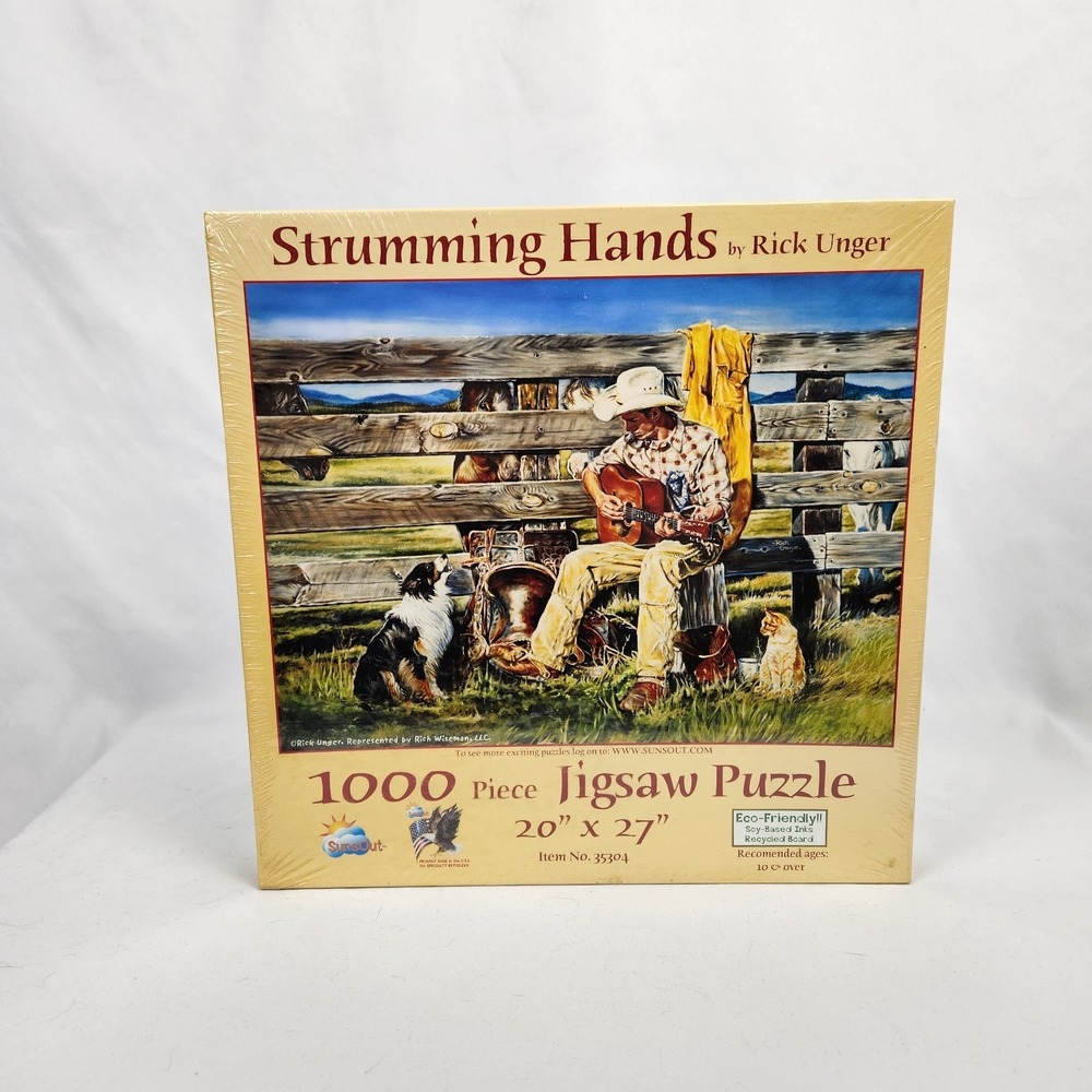 SunsOut "Strumming Hands" by Rick Unger 1000 Pc‎ Puzzle Cowboy Ranch #35304